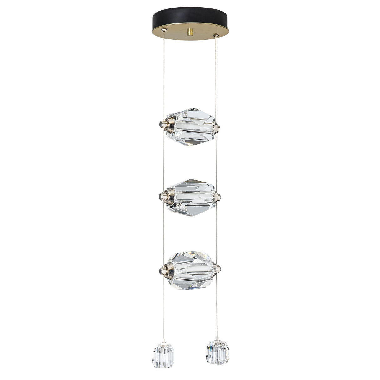 Hubbardton Forge 2023 Modern Brass Crystal Standard Gatsby 3-Light LED Pendant