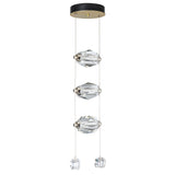 Hubbardton Forge 2023 Modern Brass Crystal Standard Gatsby 3-Light LED Pendant
