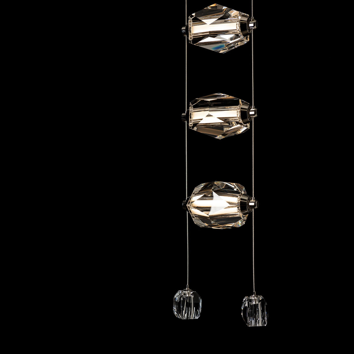 Hubbardton Forge 2023 Modern Brass Crystal Standard Gatsby 3-Light LED Pendant