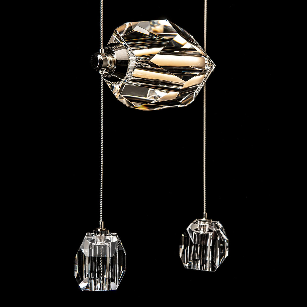 Hubbardton Forge 2023 Modern Brass Crystal Standard Gatsby 3-Light LED Pendant