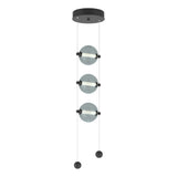 Hubbardton Forge 2023 Black Cool Grey Glass (YL) Standard Abacus 3-Light LED Pendant
