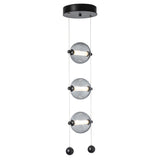 Hubbardton Forge 2023 Black Cool Grey Glass (YL) Standard Abacus 3-Light LED Pendant
