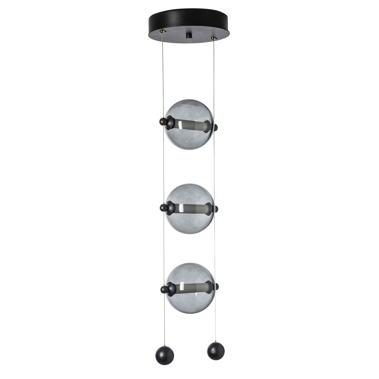Hubbardton Forge 2023 Black Cool Grey Glass (YL) Standard Abacus 3-Light LED Pendant