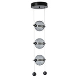 Hubbardton Forge 2023 Black Cool Grey Glass (YL) Standard Abacus 3-Light LED Pendant