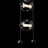 Hubbardton Forge 2023 Black Cool Grey Glass (YL) Standard Abacus 3-Light LED Pendant
