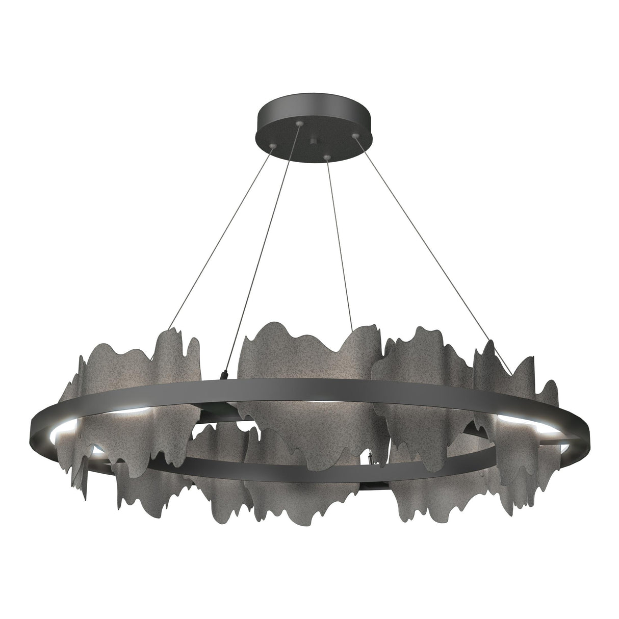 Hubbardton Forge 2020 Black Natural Iron Standard Hildene Circular LED Pendant