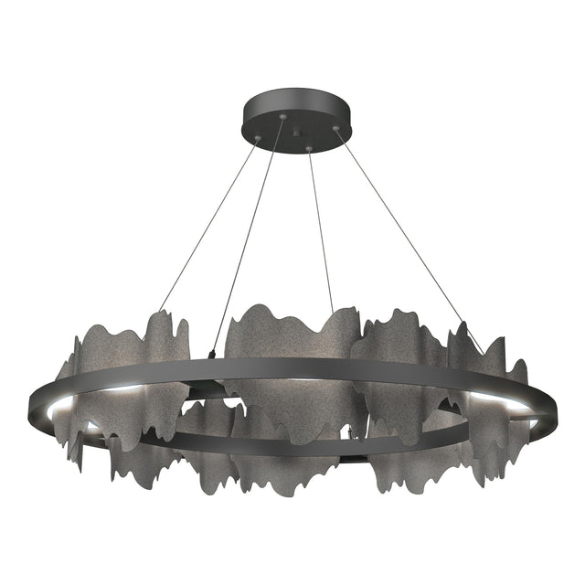 Hubbardton Forge 2020 Black Natural Iron Standard Hildene Circular LED Pendant