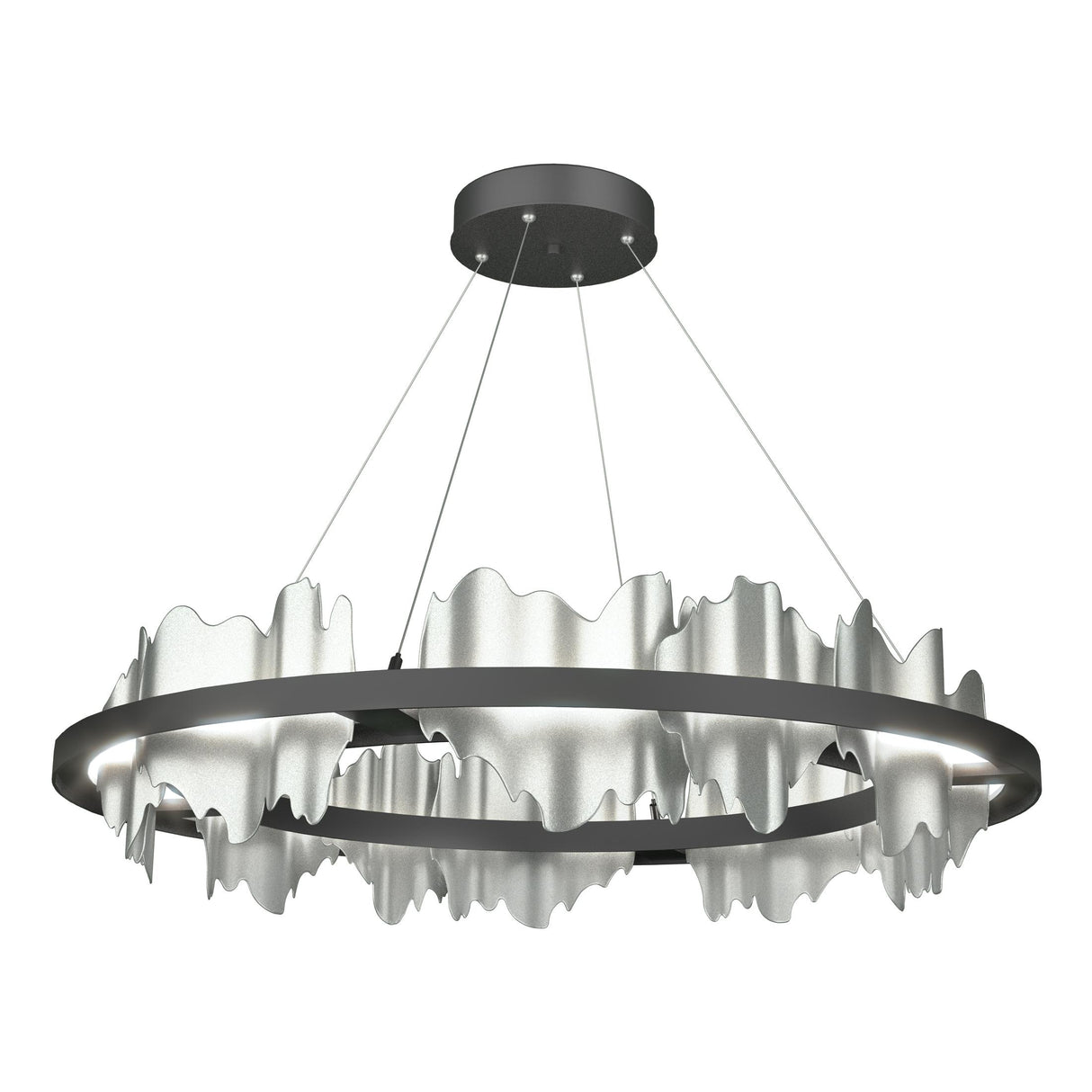 Hubbardton Forge 2020 Black Vintage Platinum Standard Hildene Circular LED Pendant