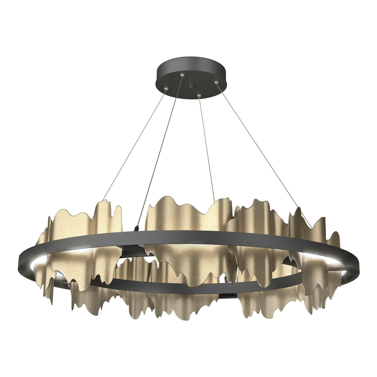 Hubbardton Forge 2020 Black Soft Gold Standard Hildene Circular LED Pendant