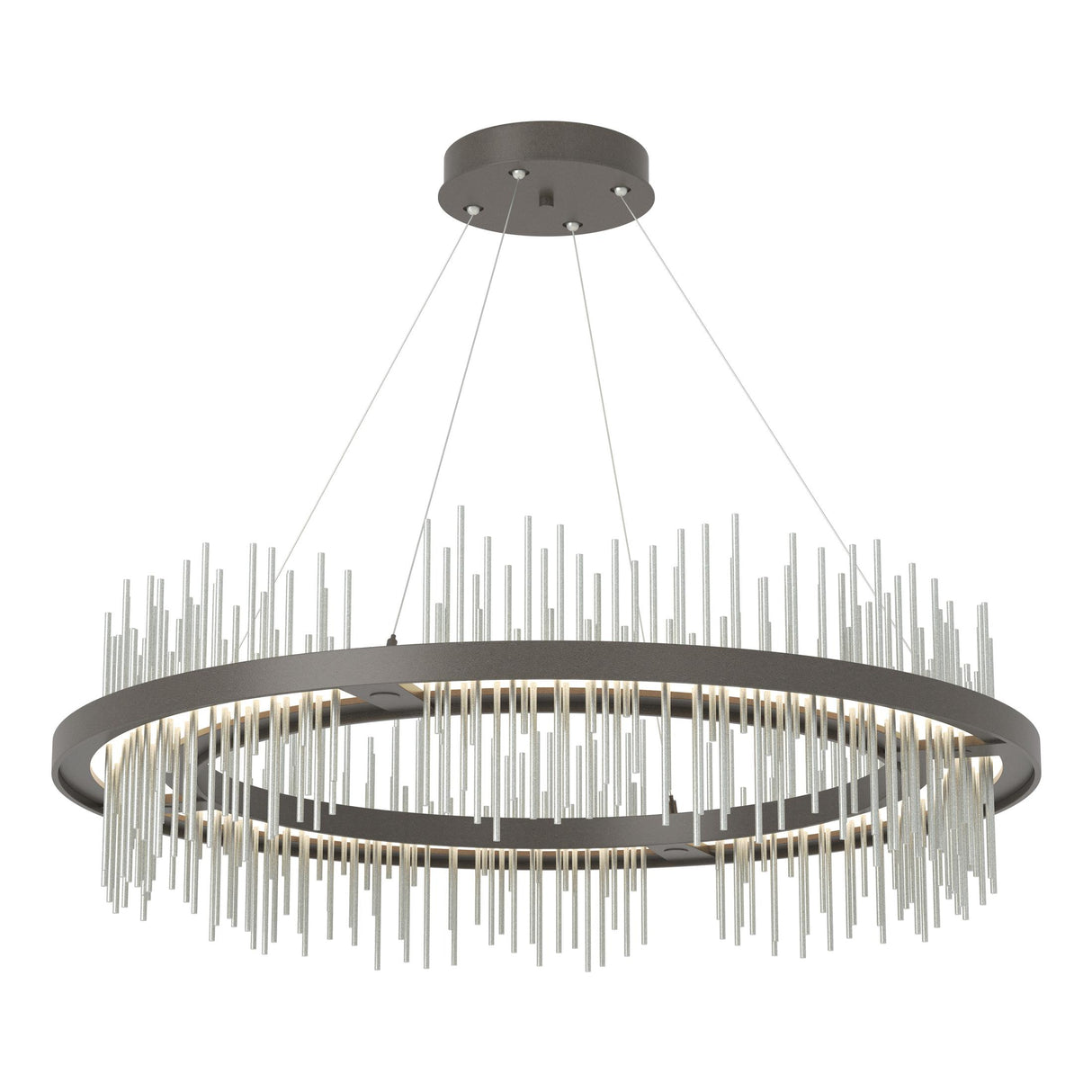 Hubbardton Forge 2020 Dark Smoke Vintage Platinum Standard Gossamer Circular LED Pendant