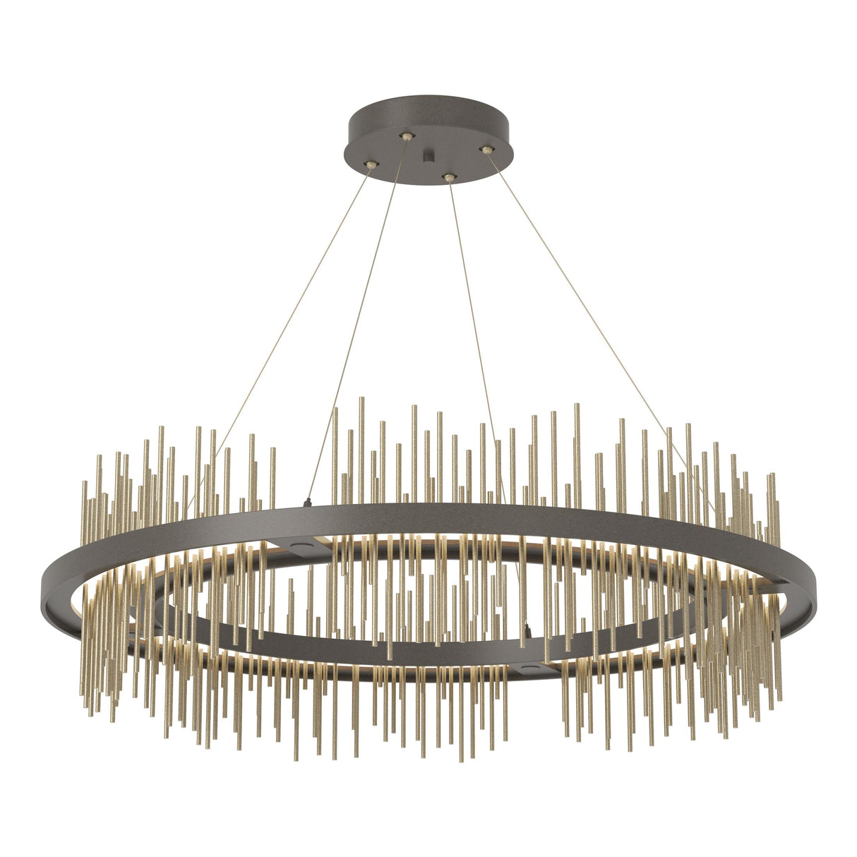 Hubbardton Forge 2020 Dark Smoke Soft Gold Standard Gossamer Circular LED Pendant