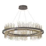 Hubbardton Forge 2020 Dark Smoke Soft Gold Standard Gossamer Circular LED Pendant
