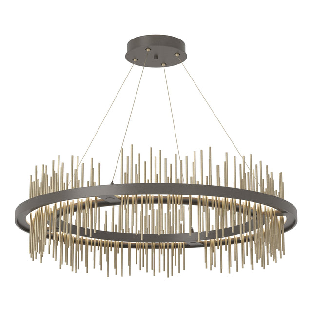 Hubbardton Forge 2020 Dark Smoke Soft Gold Standard Gossamer Circular LED Pendant