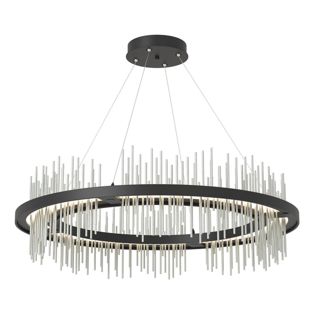 Hubbardton Forge 2020 Black Vintage Platinum Standard Gossamer Circular LED Pendant