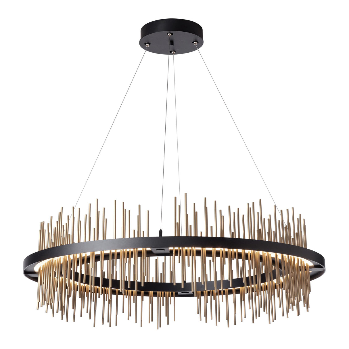 Hubbardton Forge 2020 Black Soft Gold Standard Gossamer Circular LED Pendant