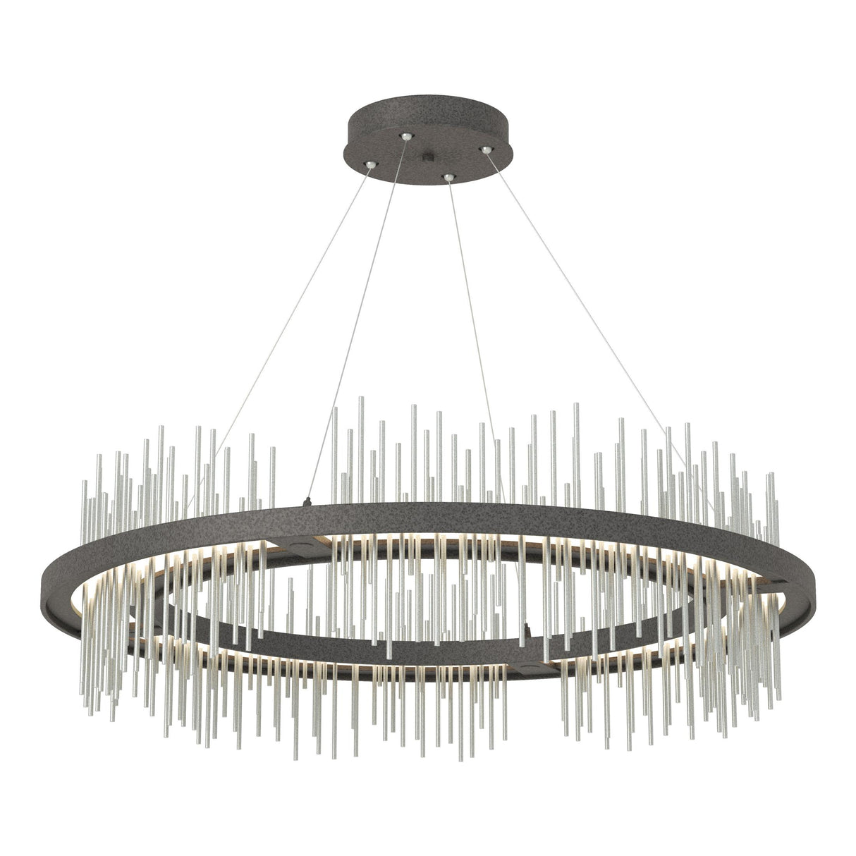 Hubbardton Forge 2020 Natural Iron Vintage Platinum Standard Gossamer Circular LED Pendant