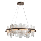 Hubbardton Forge 2021 Bronze White Swirl Glass (YR) Standard Vitre Circular LED Pendant
