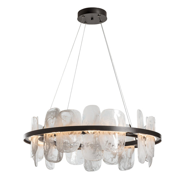 Hubbardton Forge 2021 Dark Smoke White Swirl Glass (YR) Standard Vitre Circular LED Pendant