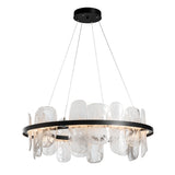 Hubbardton Forge 2021 Black White Swirl Glass (YR) Standard Vitre Circular LED Pendant