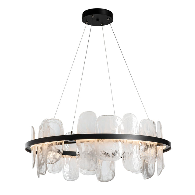 Hubbardton Forge 2021 Black White Swirl Glass (YR) Standard Vitre Circular LED Pendant