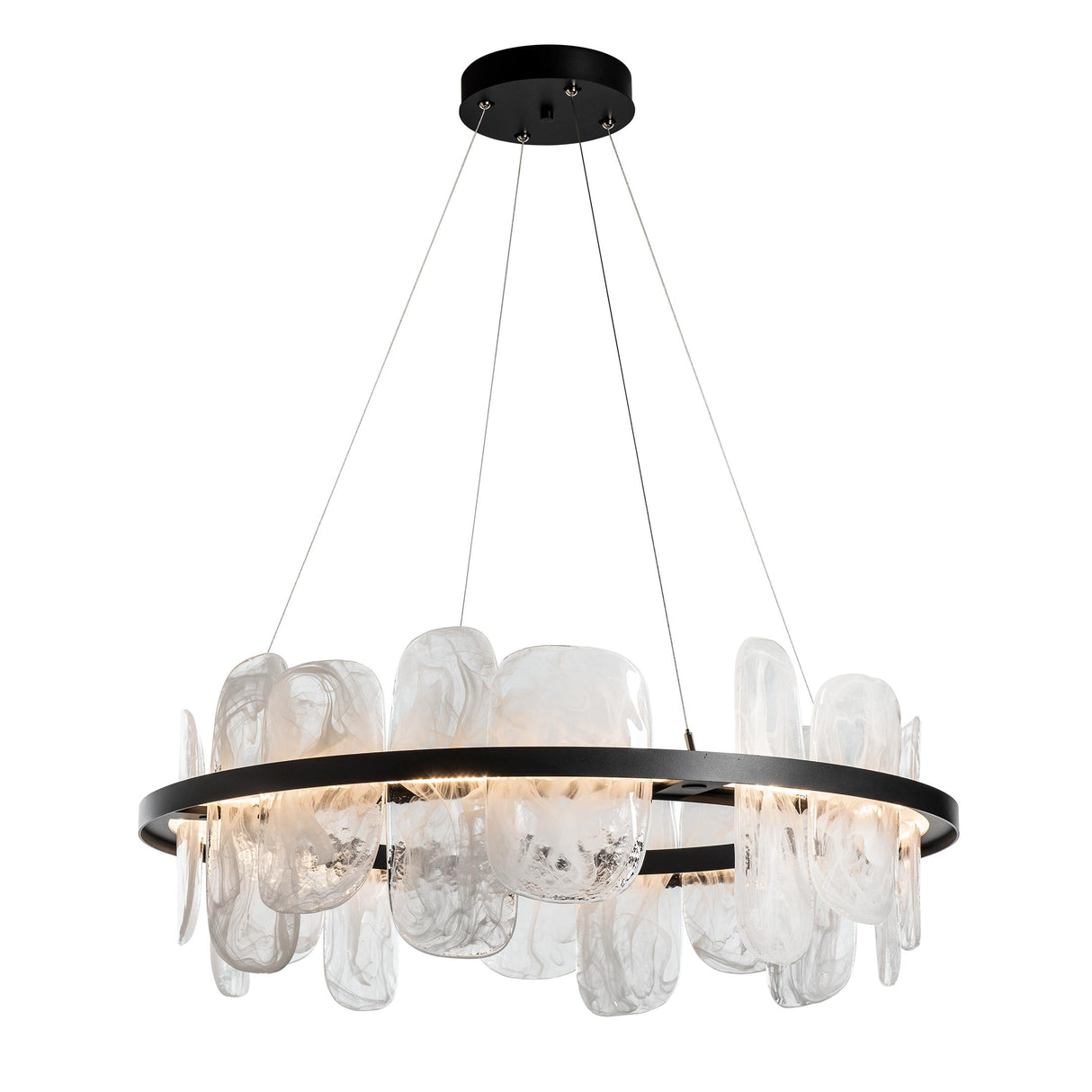 Hubbardton Forge 2021 Black White Swirl Glass (YR) Standard Vitre Circular LED Pendant