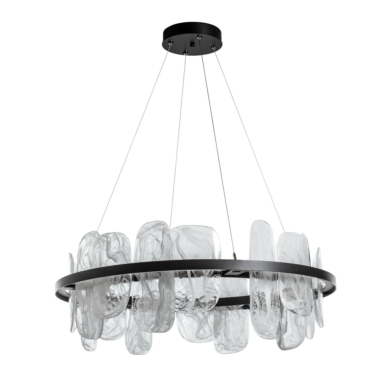 Hubbardton Forge 2021 Black White Swirl Glass (YR) Standard Vitre Circular LED Pendant