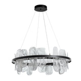 Hubbardton Forge 2021 Black White Swirl Glass (YR) Standard Vitre Circular LED Pendant