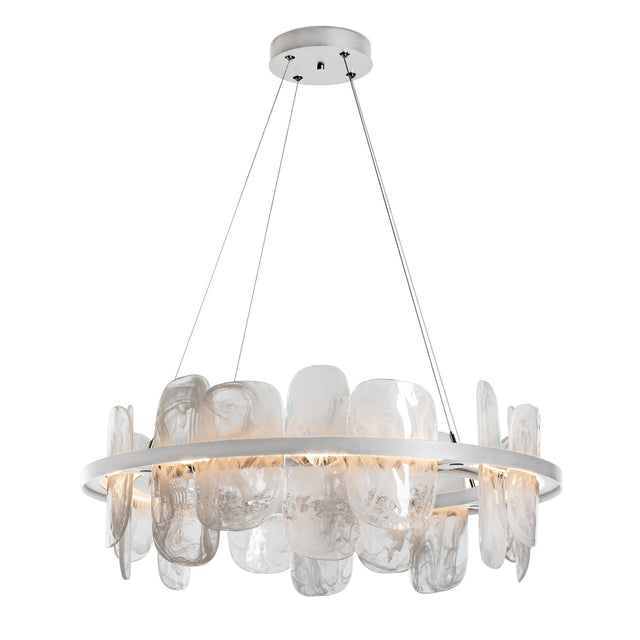 Hubbardton Forge 2021 Vintage Platinum White Swirl Glass (YR) Standard Vitre Circular LED Pendant