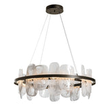 Hubbardton Forge 2021 Oil Rubbed Bronze White Swirl Glass (YR) Standard Vitre Circular LED Pendant