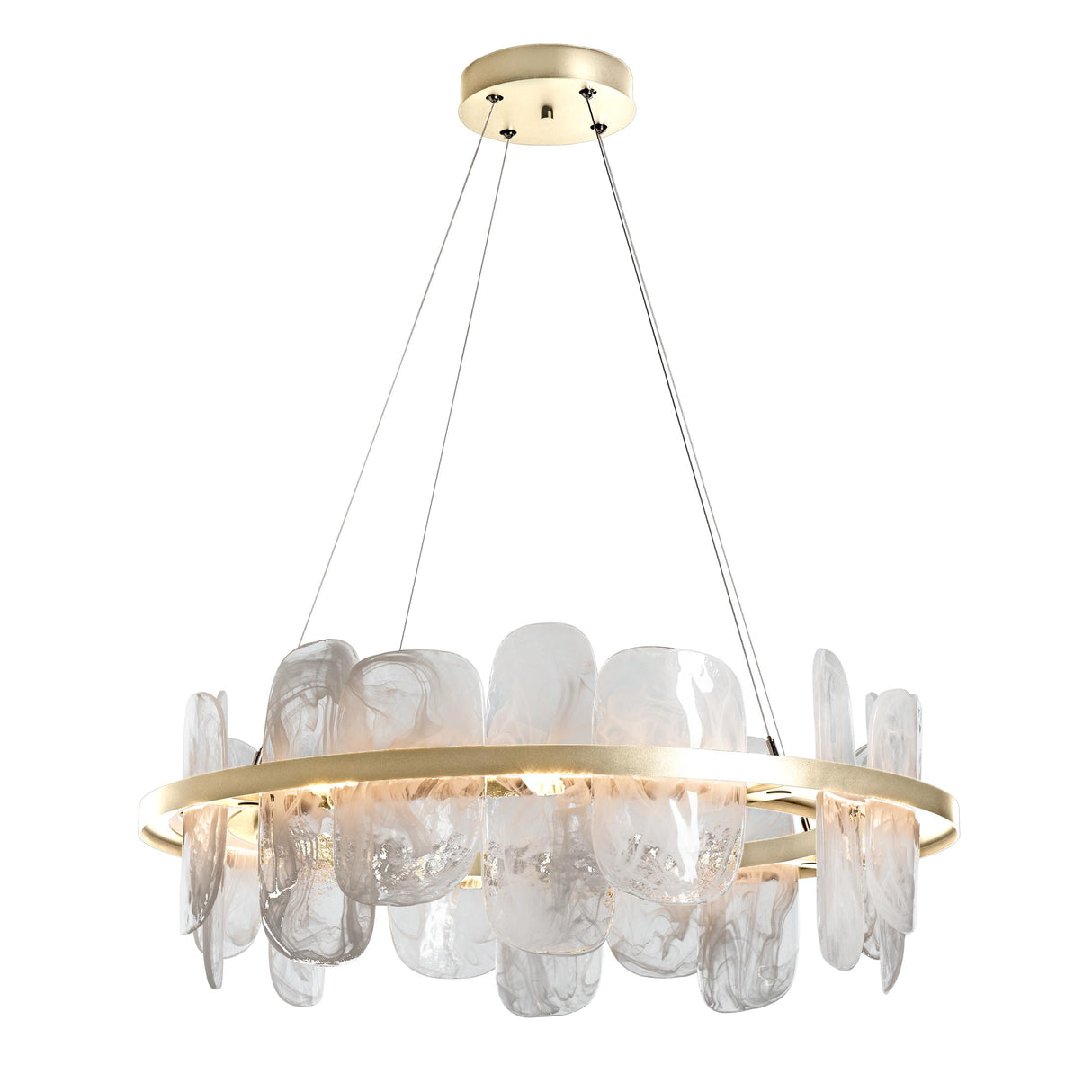Hubbardton Forge 2021 Modern Brass White Swirl Glass (YR) Standard Vitre Circular LED Pendant