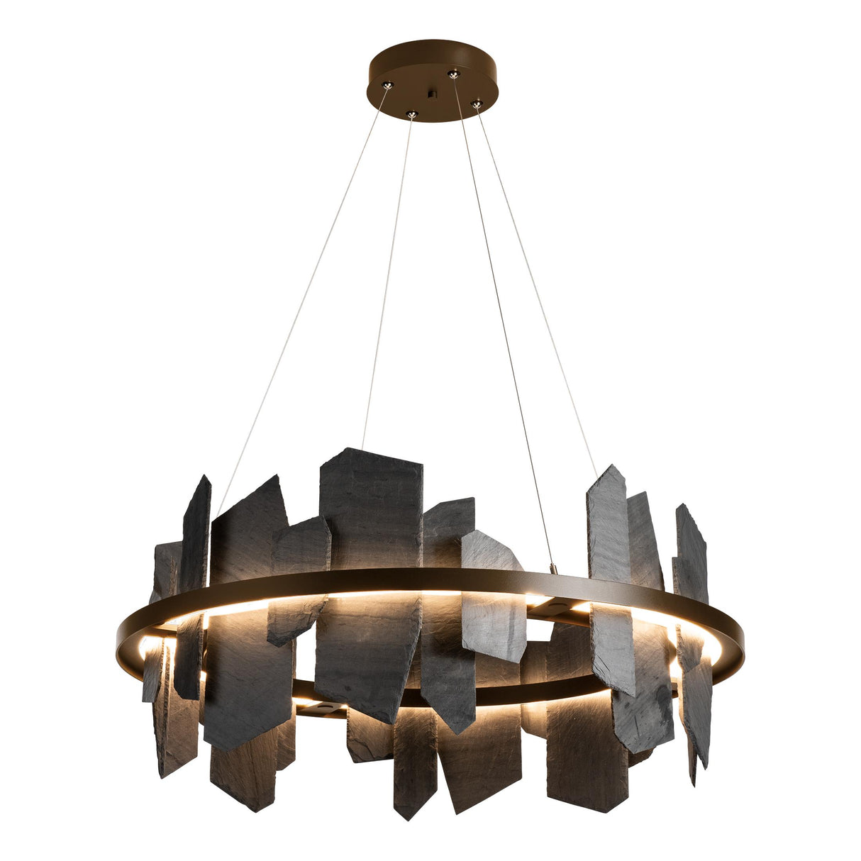 Hubbardton Forge 2021 Bronze Slate Standard Ardesia Circular LED Pendant