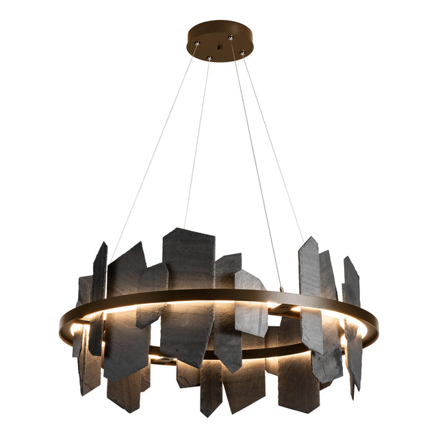 Hubbardton Forge 2021 Bronze Slate Standard Ardesia Circular LED Pendant