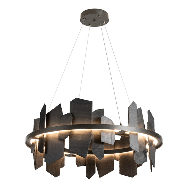 Hubbardton Forge 2021 Natural Iron Slate Standard Ardesia Circular LED Pendant