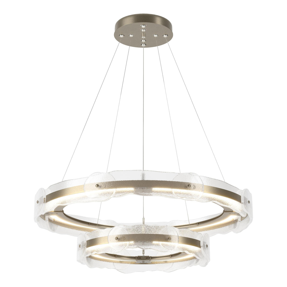 Hubbardton Forge 2018 Soft Gold Clear Glass (ZM) Standard Solstice LED Tiered Pendant