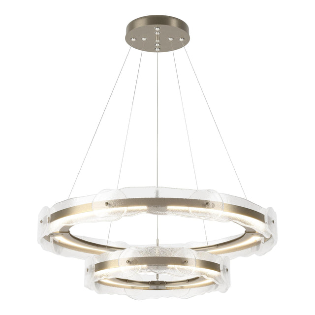 Hubbardton Forge 2018 Soft Gold Clear Glass (ZM) Standard Solstice LED Tiered Pendant