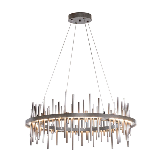 Hubbardton Forge 2019 Natural Iron Vintage Platinum Standard Cityscape Circular LED Pendant