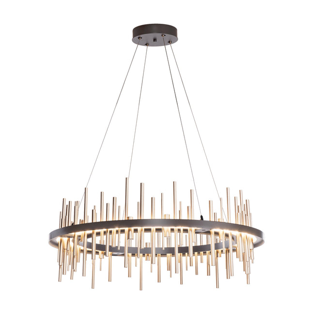 Hubbardton Forge 2019 Dark Smoke Soft Gold Standard Cityscape Circular LED Pendant