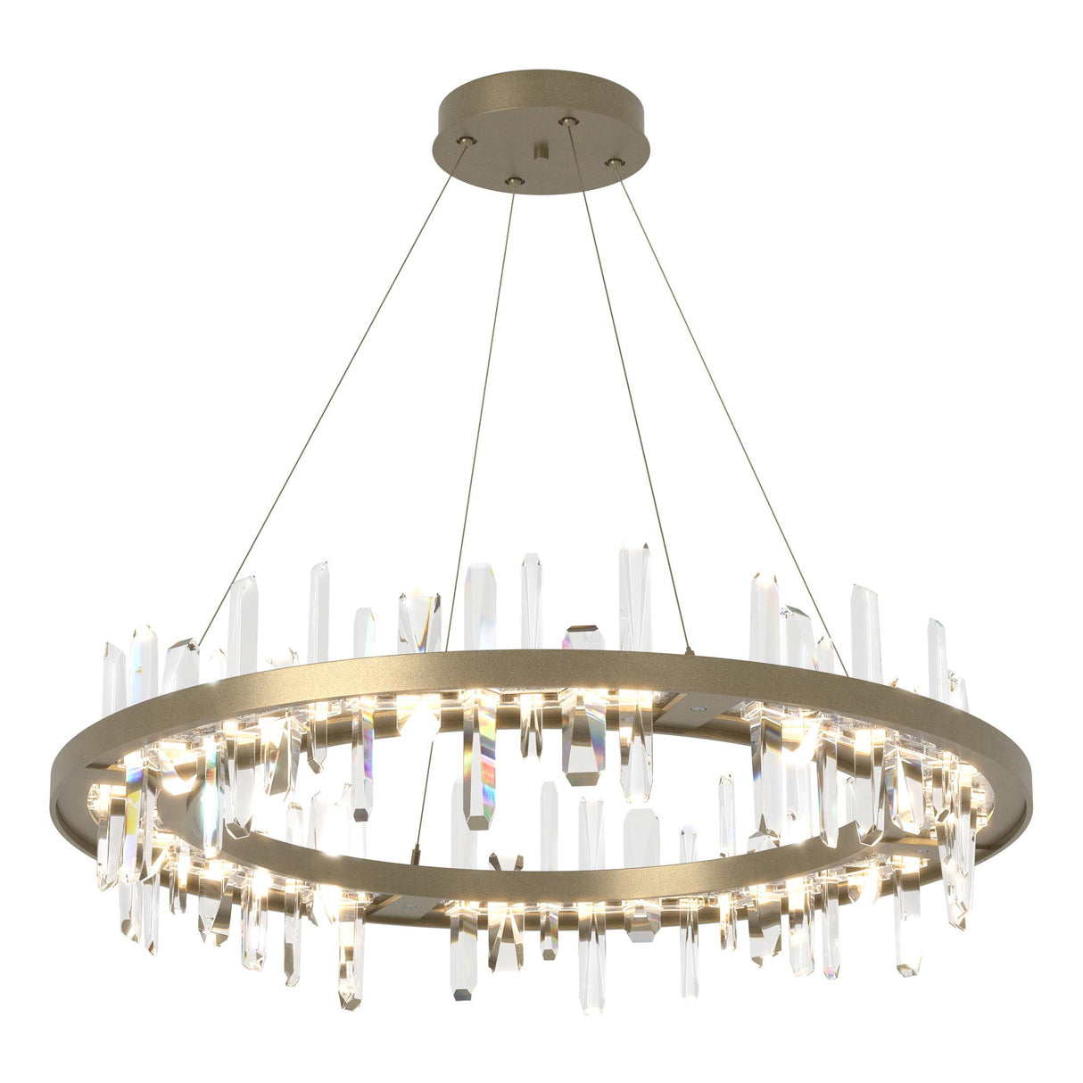 Hubbardton Forge 2019 Soft Gold Crystal Standard Solitude Circular LED Pendant