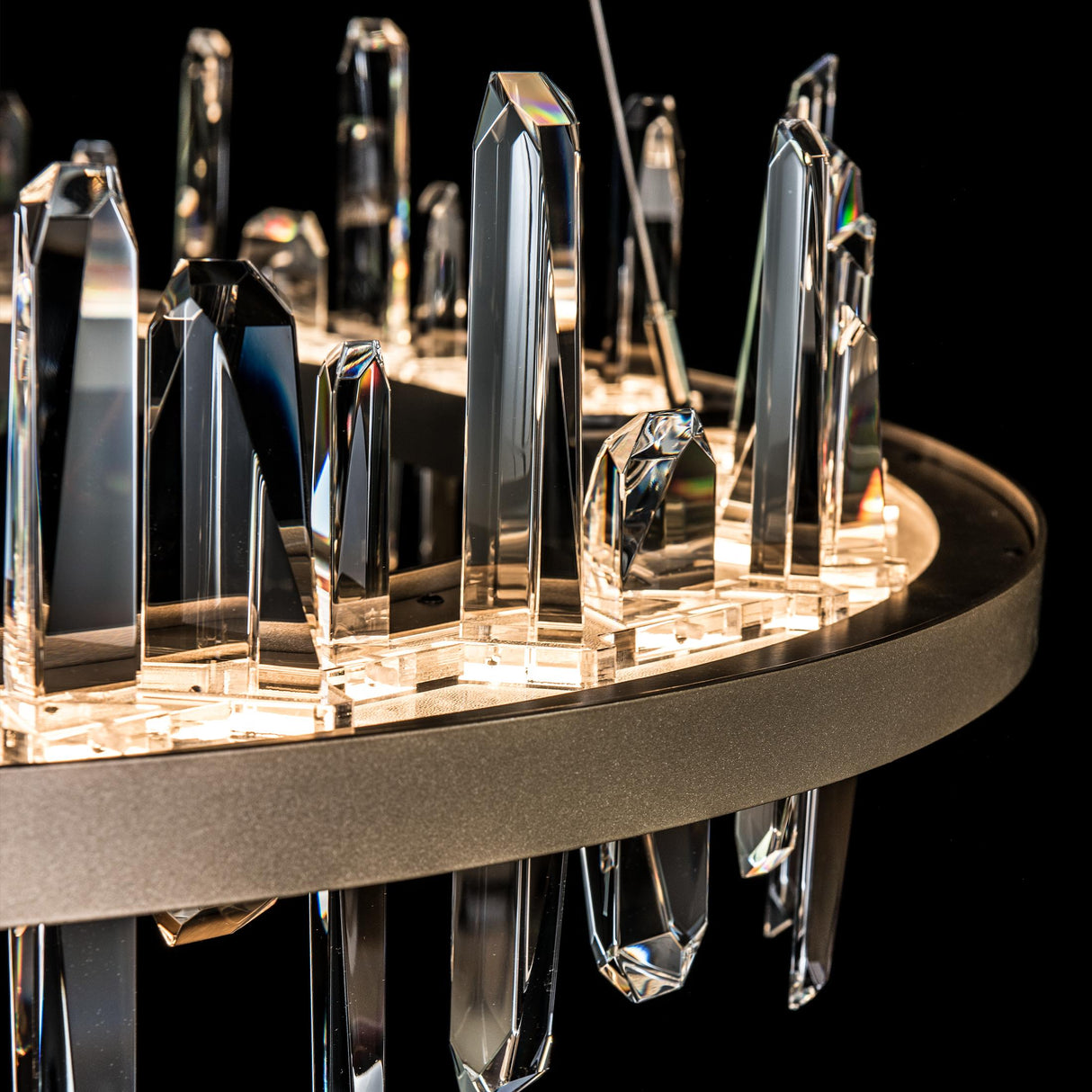 Hubbardton Forge 2019 Soft Gold Crystal Standard Solitude Circular LED Pendant
