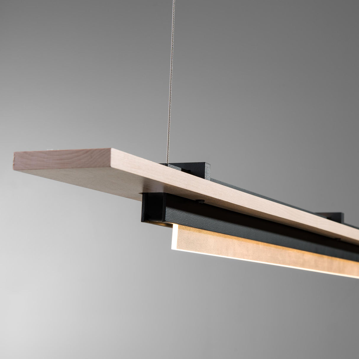 Hubbardton Forge 2019 Black Maple Wood Standard Plank LED Pendant
