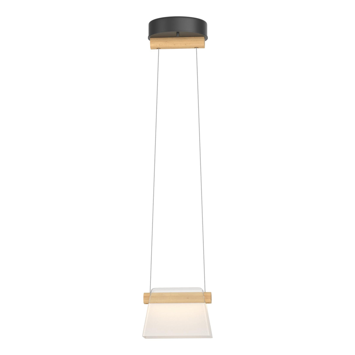 Hubbardton Forge 2018 Black Maple Wood Clear Glass with Frosted Diffuser (YE) Standard Cowbell LED Mini Pendant