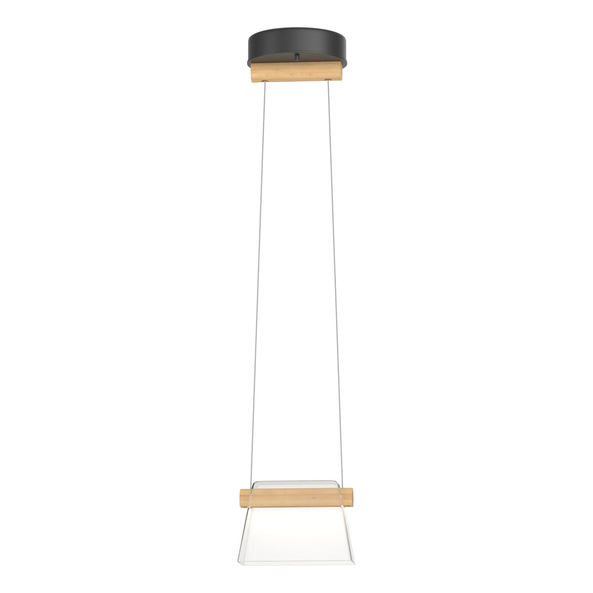 Hubbardton Forge 2018 Black Maple Wood Clear Glass (ZM) Standard Cowbell LED Mini Pendant