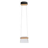 Hubbardton Forge 2018 Black Maple Wood Clear Glass (ZM) Standard Cowbell LED Mini Pendant