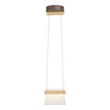 Hubbardton Forge 2018 Bronze Maple Wood Clear Glass with Frosted Diffuser (YE) Standard Cowbell LED Mini Pendant