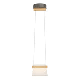 Hubbardton Forge 2018 Dark Smoke Maple Wood Clear Glass with Frosted Diffuser (YE) Standard Cowbell LED Mini Pendant