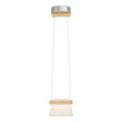 Hubbardton Forge 2018 Vintage Platinum Maple Wood Clear Glass with Frosted Diffuser (YE) Standard Cowbell LED Mini Pendant