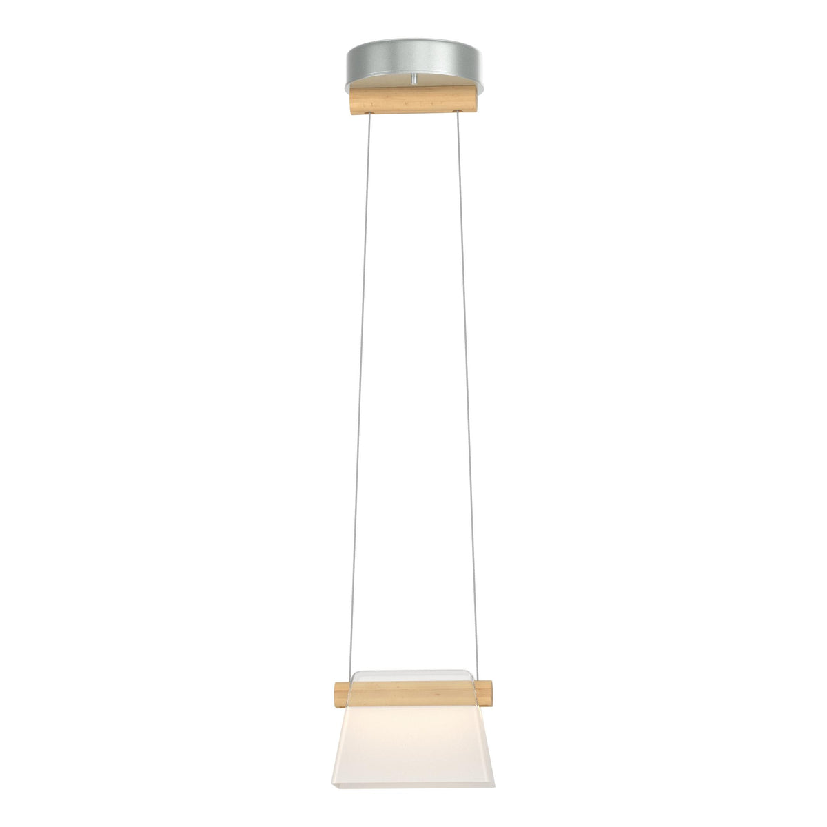 Hubbardton Forge 2018 Vintage Platinum Maple Wood Clear Glass with Frosted Diffuser (YE) Standard Cowbell LED Mini Pendant