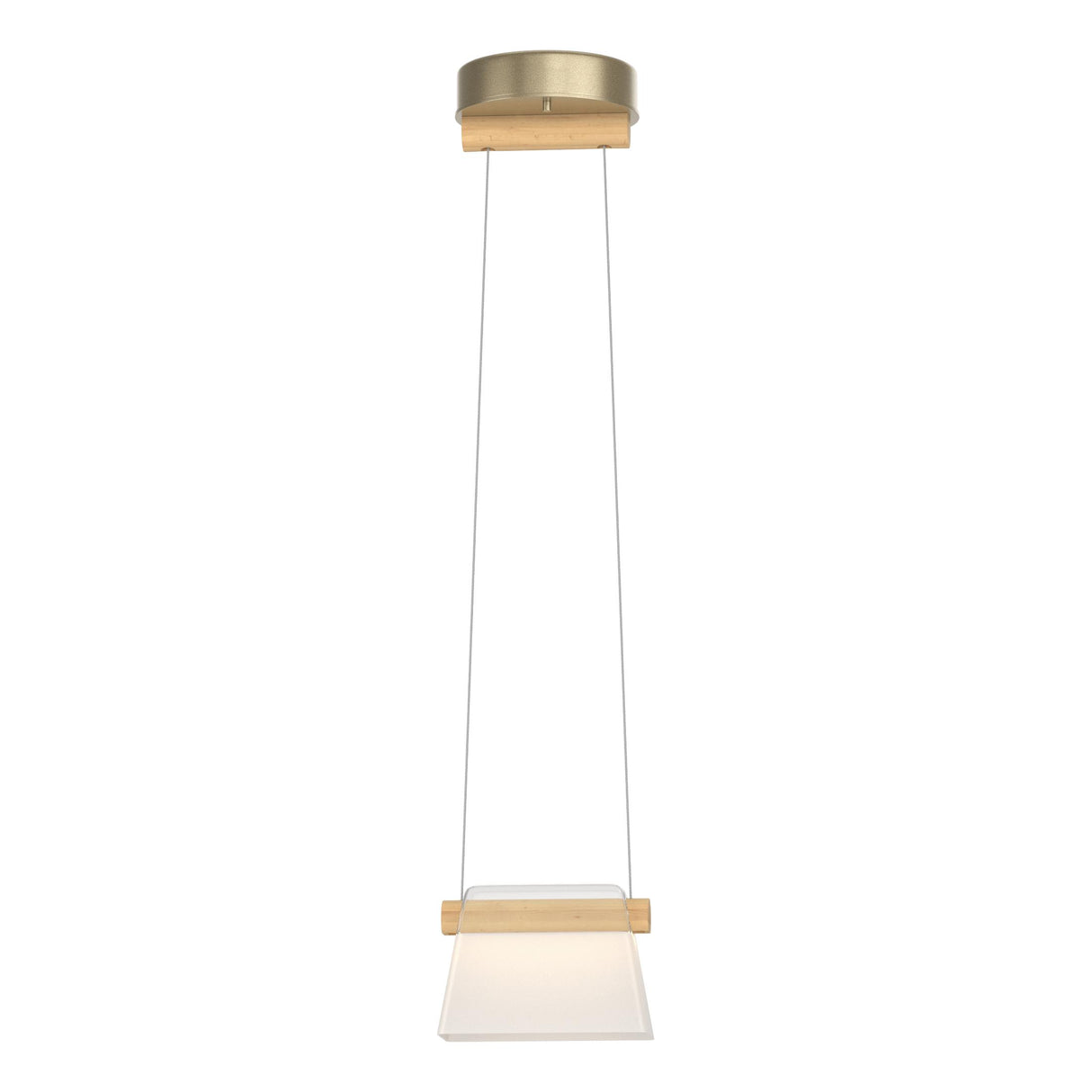 Hubbardton Forge 2018 Soft Gold Maple Wood Clear Glass with Frosted Diffuser (YE) Standard Cowbell LED Mini Pendant