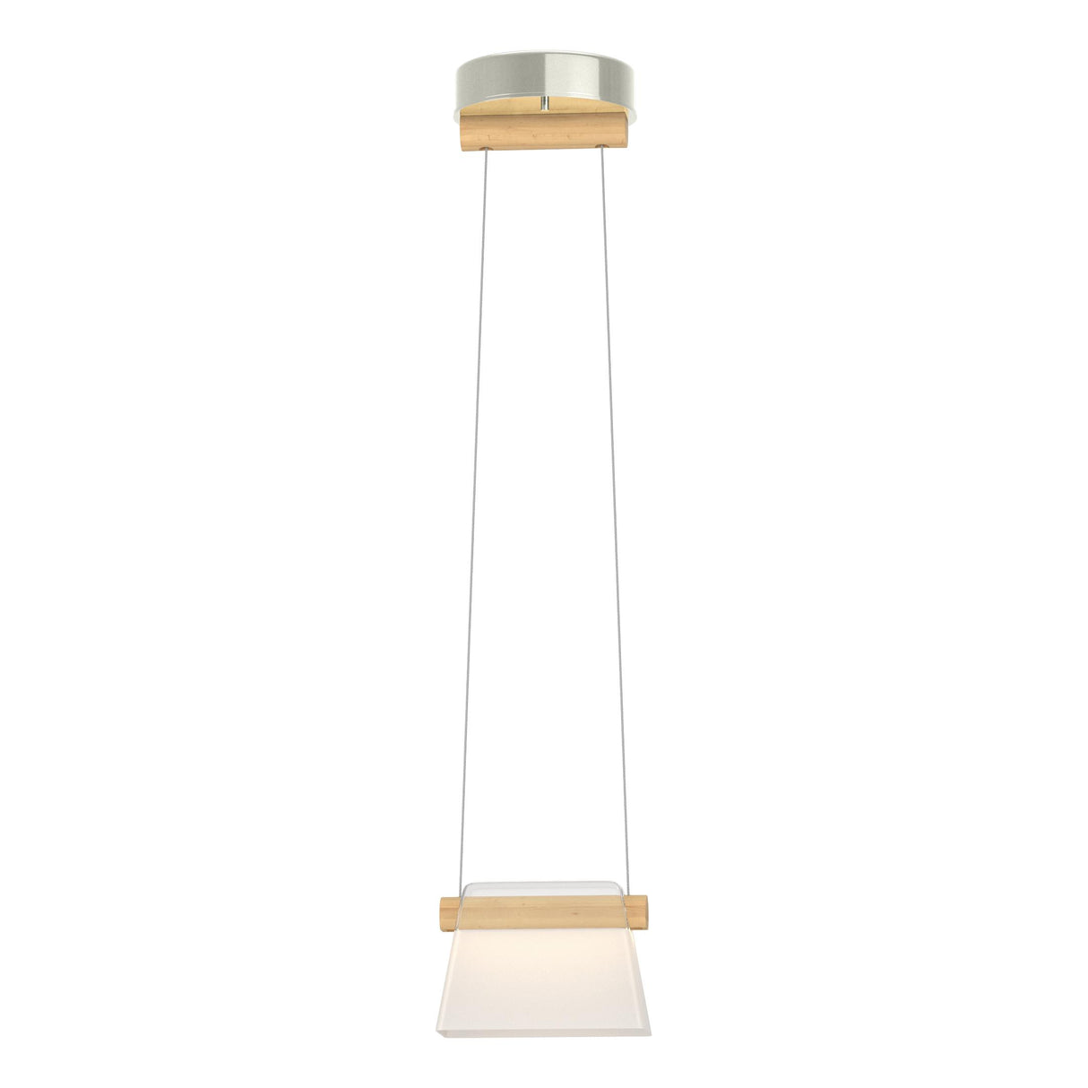 Hubbardton Forge 2018 Sterling Maple Wood Clear Glass with Frosted Diffuser (YE) Standard Cowbell LED Mini Pendant