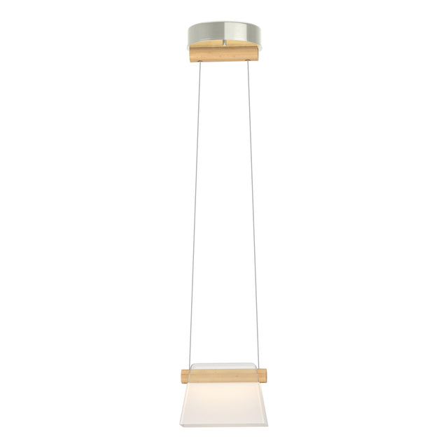 Hubbardton Forge 2018 Sterling Maple Wood Clear Glass with Frosted Diffuser (YE) Standard Cowbell LED Mini Pendant